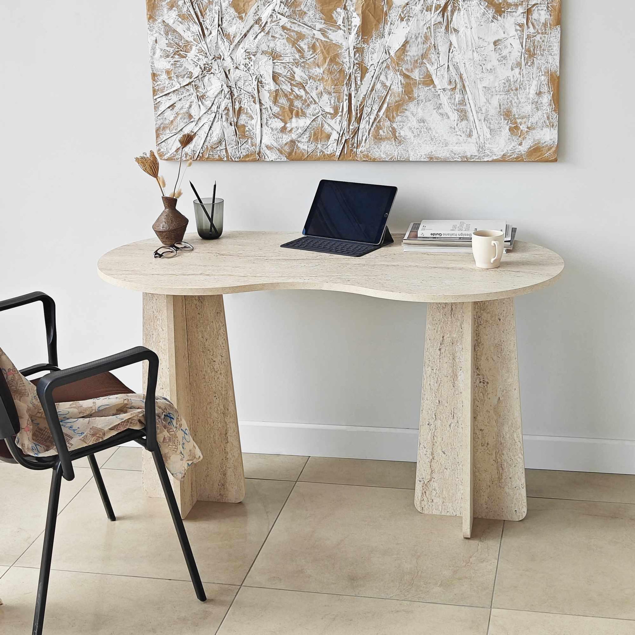 Voir la diapositive 3 : Habitat et Jardin Bureau en bois  infini  120 x 60 x 75 cm - travertin