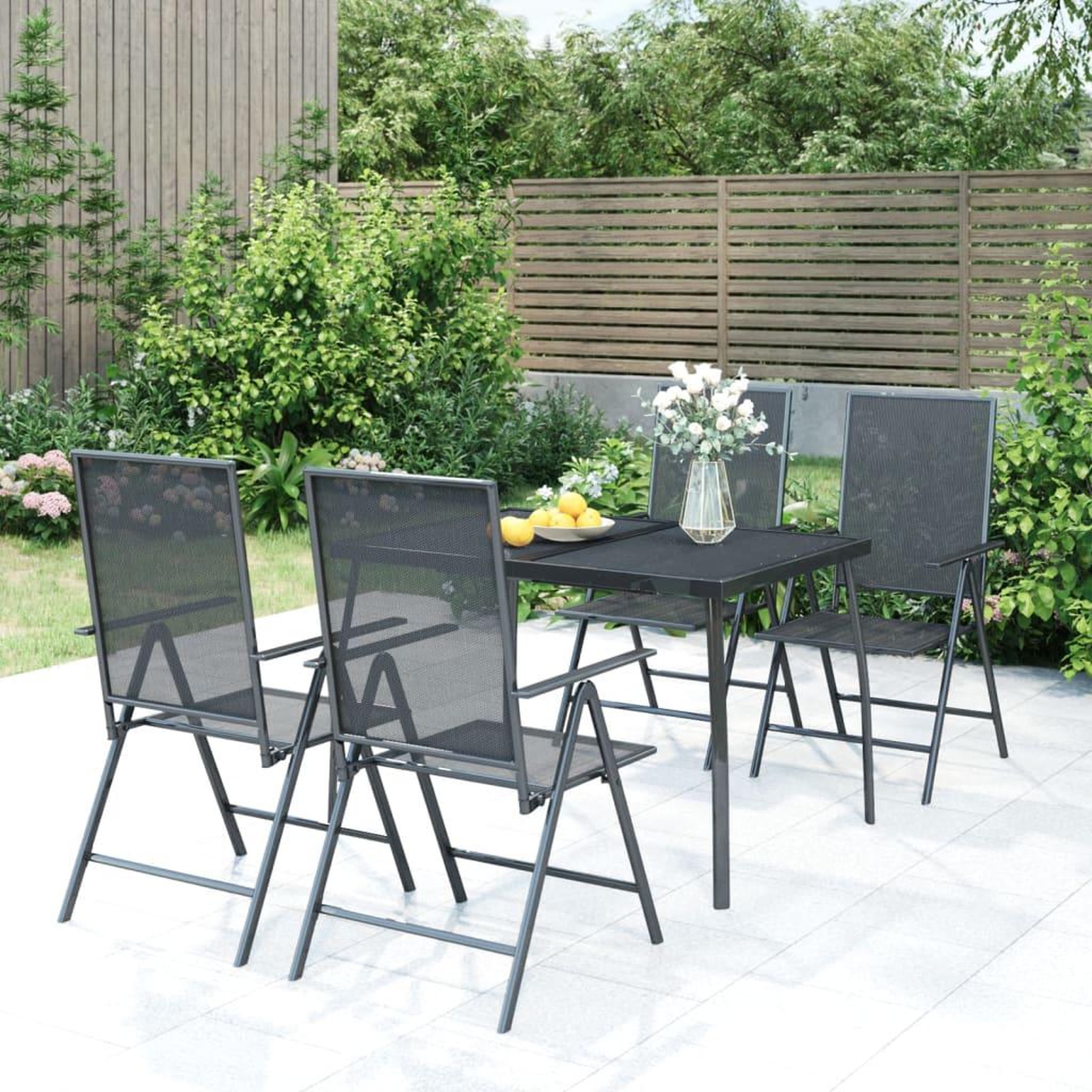 VIDAXL Ensemble a manger de jardin 5 pcs anthracite acier