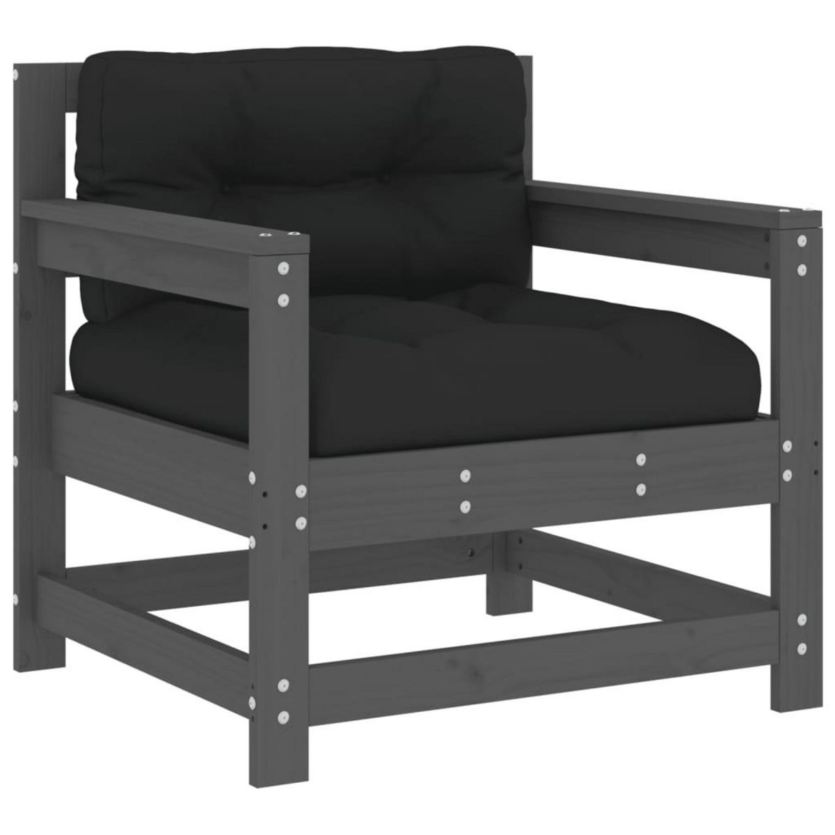 VIDAXL Chaises de jardin et coussins lot de 2 gris bois de pin massif