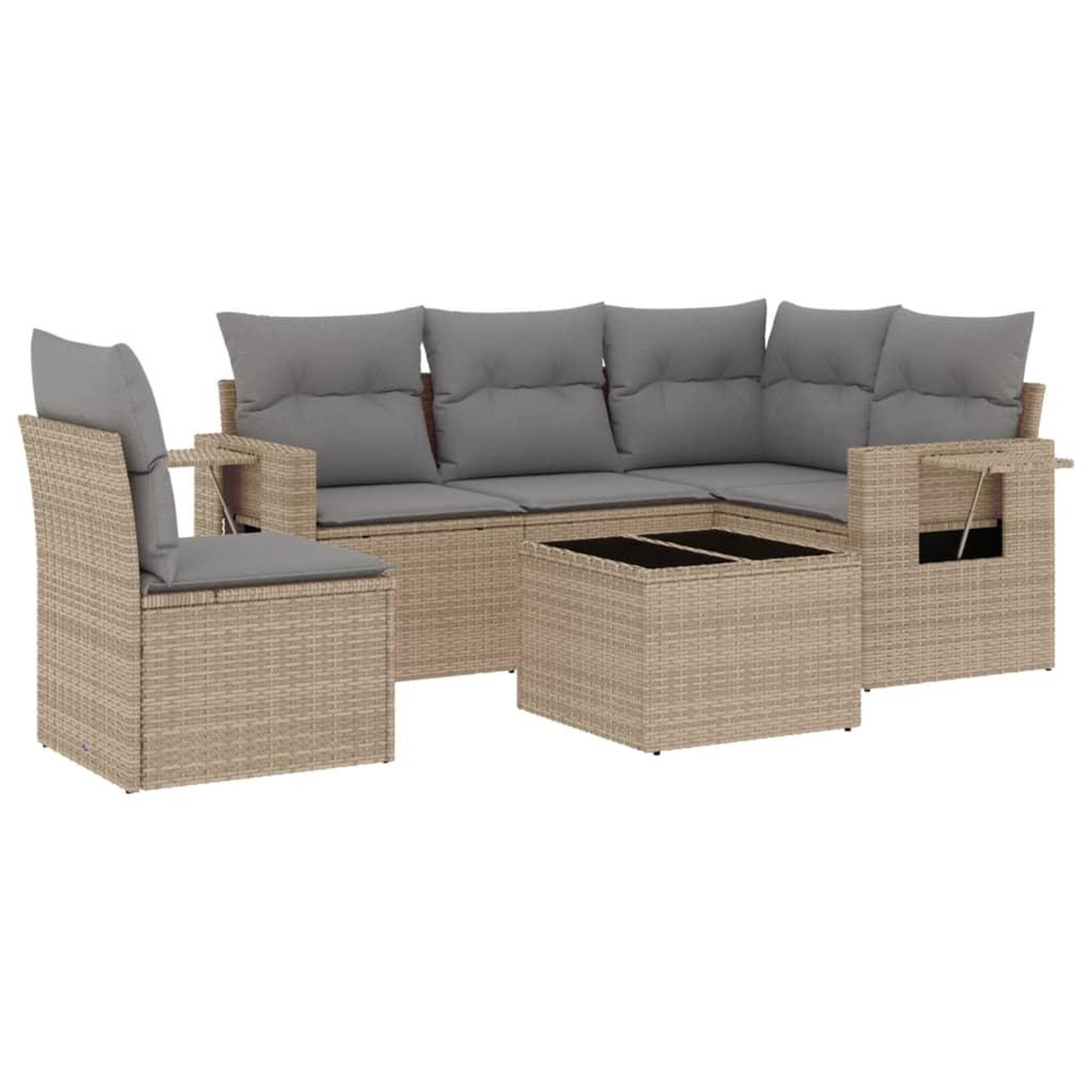 Voir la diapositive 2 : VIDAXL Salon de jardin avec coussins 6 pcs beige resine tressee