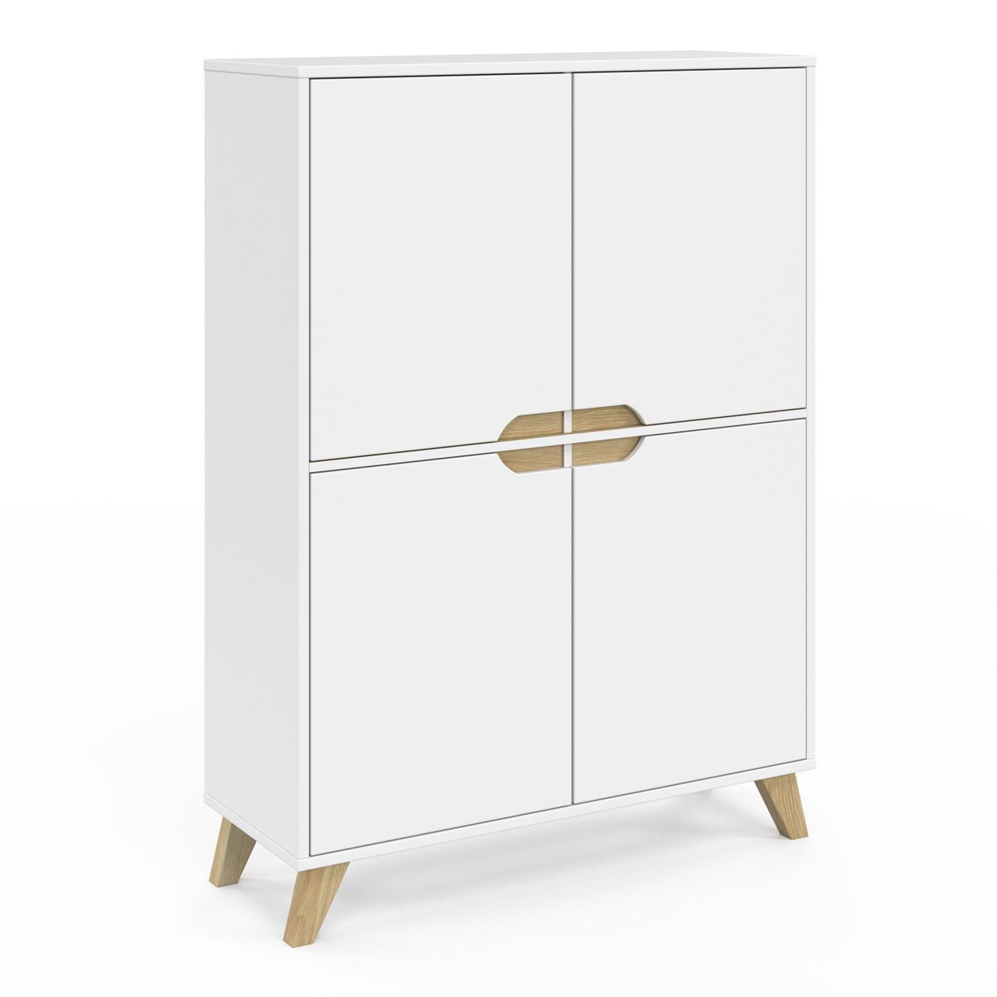 ID MARKET Meuble de rangement 4 portes helsinki scandinave blanc