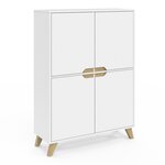ID MARKET Meuble de rangement 4 portes HELSINKI scandinave blanc