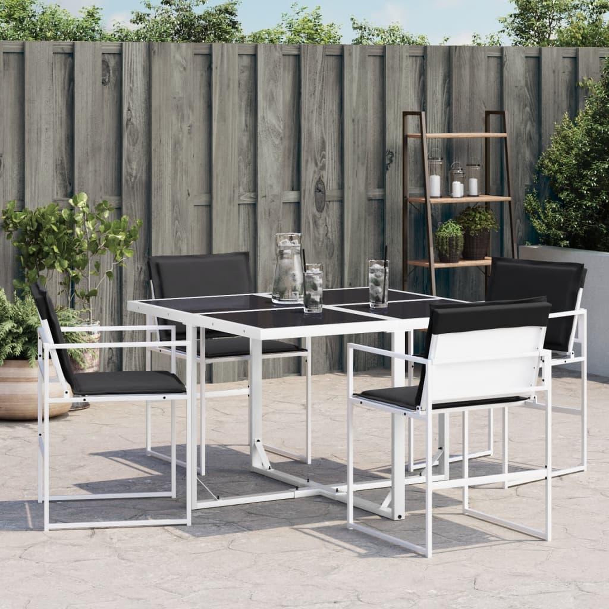Voir la diapositive 3 : VIDAXL Chaises de jardin avec coussins lot de 4 blanc acier/textilene