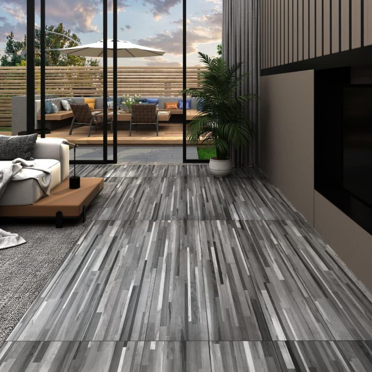VIDAXL Dalles de plancher PVC autoadhesif 5,21 m² 2 mm gris raye