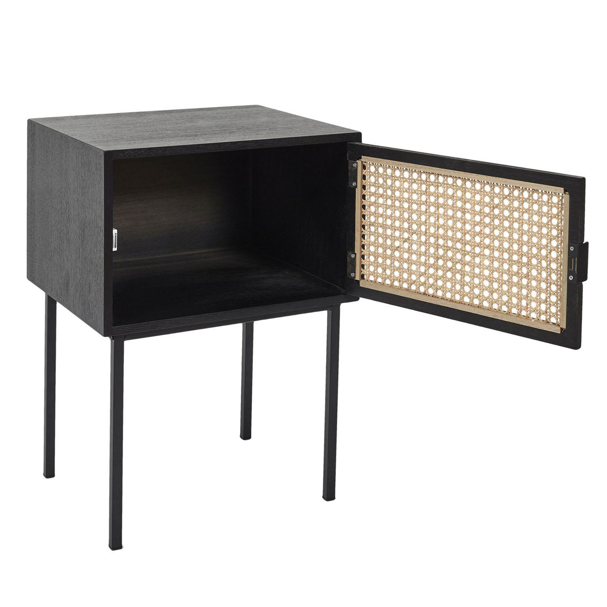 Voir la diapositive 3 : TOILINUX Lot de 2 Tables de chevet en cannage 1 porte en Bois et métal