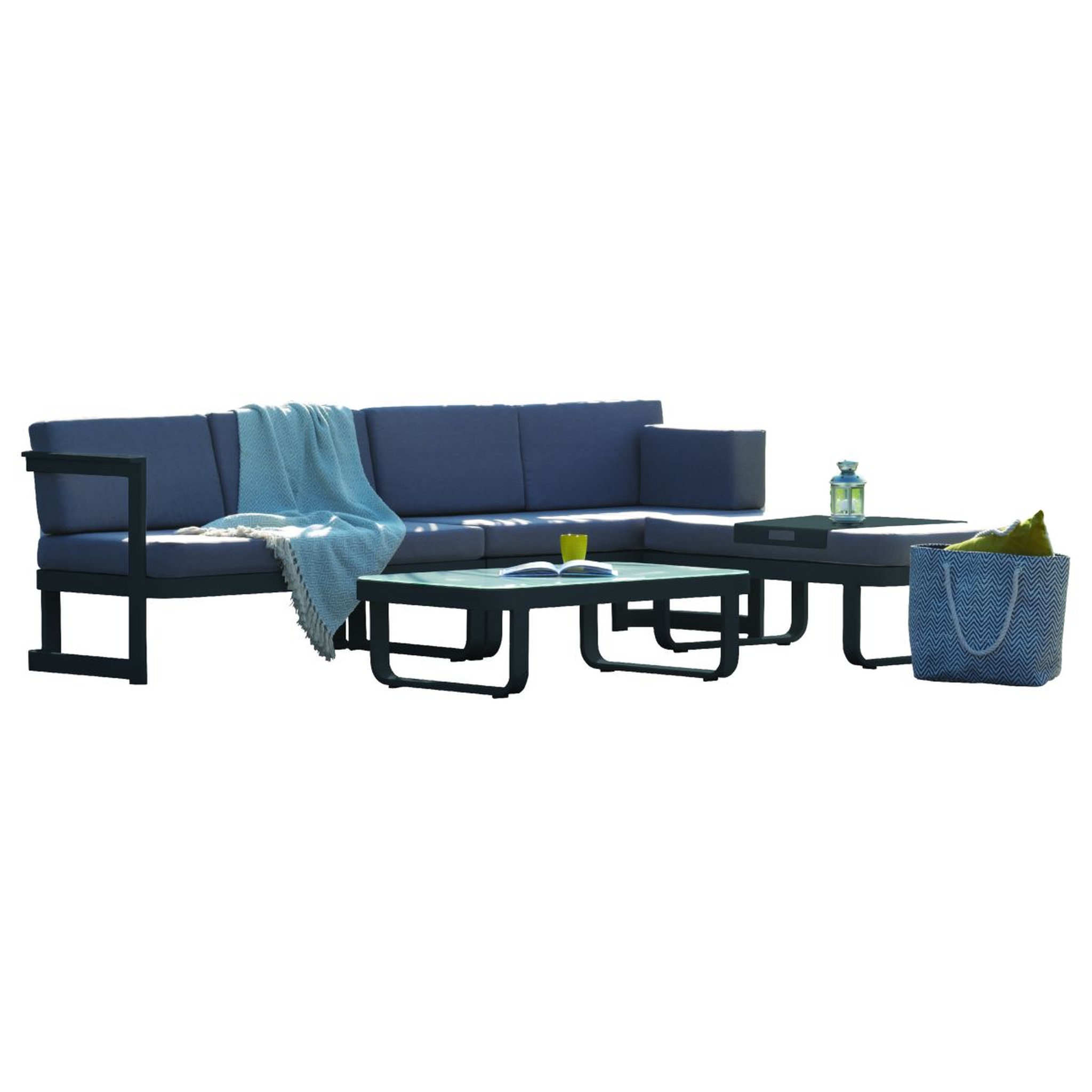 Voir la diapositive 5 : DCB GARDEN Salon bas de jardin 6 personnes en aluminium anthracite BARCELONA