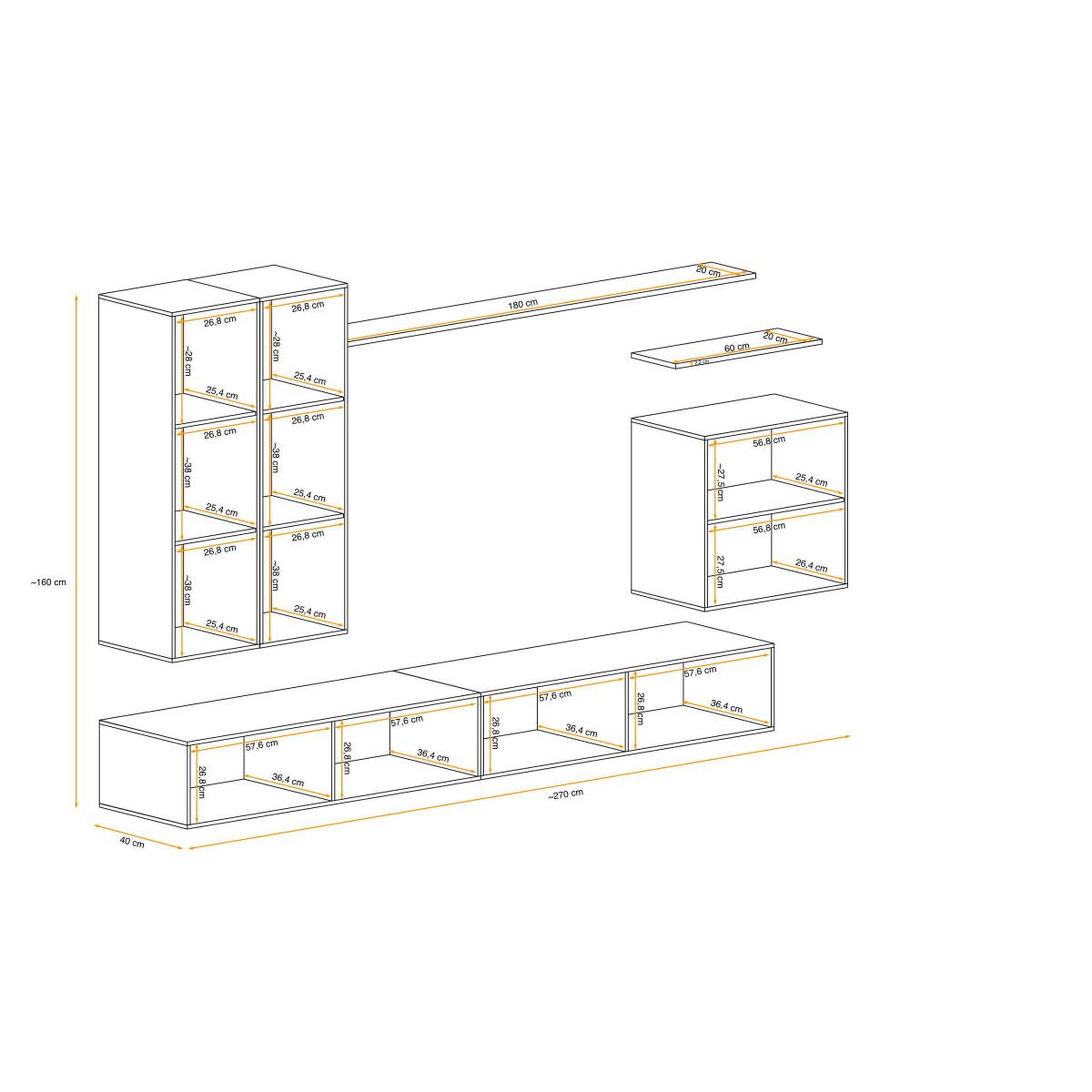 Voir la diapositive 5 : Paris Prix Meuble tv mural design  switch ii  270cm blanc & noir