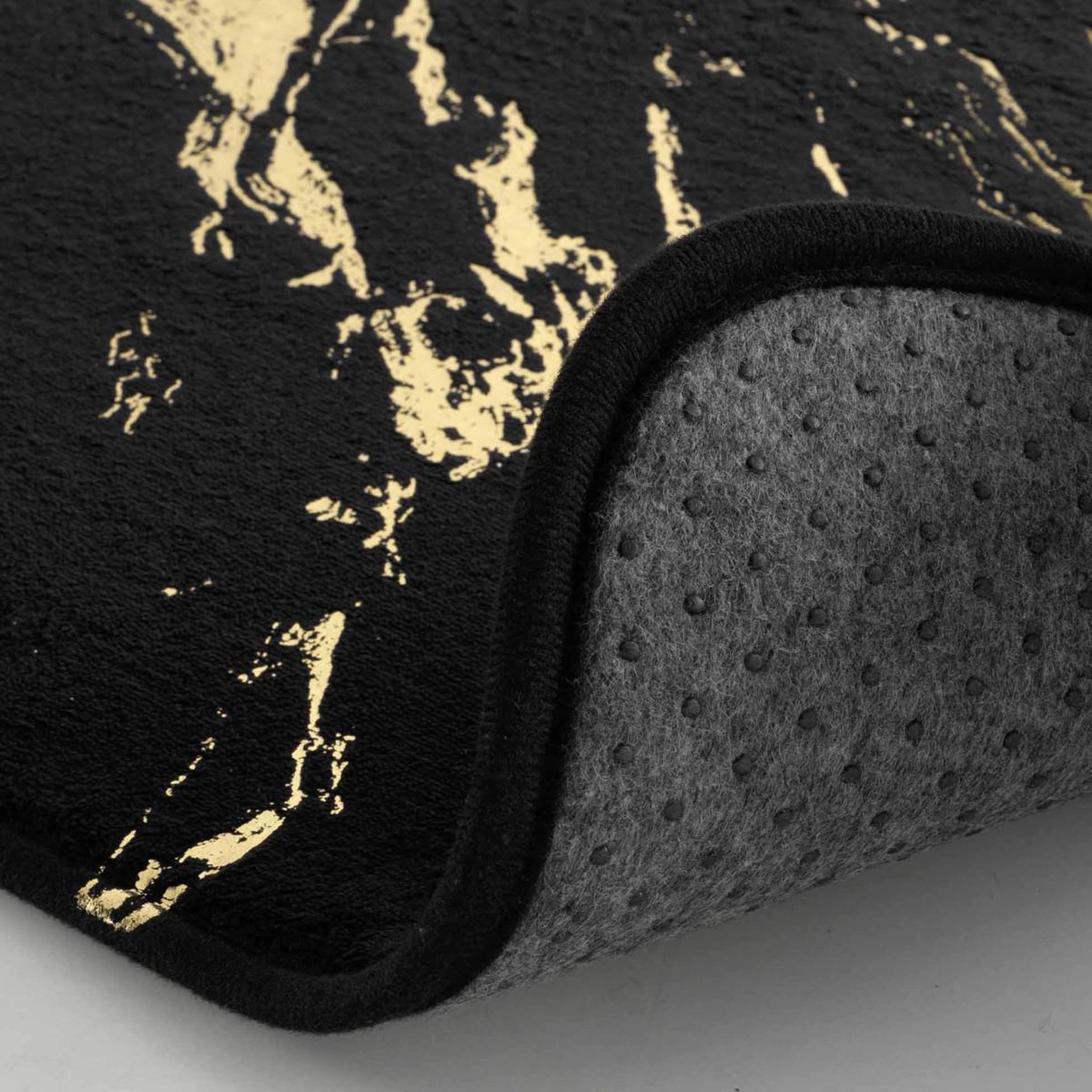 Voir la diapositive 4 : Douceur d'Intérieur Tapis de bain imprimé  aquamarbre  45x75cm noir & or