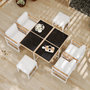 Voir la diapositive 2 : MERAX Salon de jardin 6 places avec table carrée, 4 fauteuils et 2 poufs