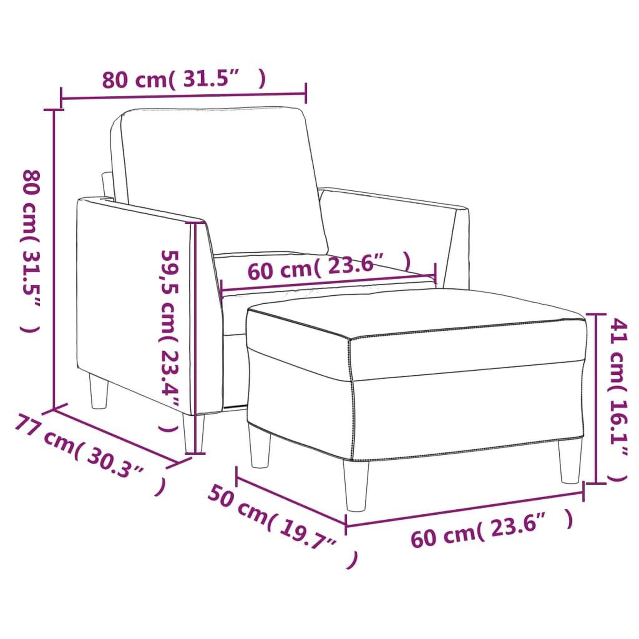Voir la diapositive 6 : VIDAXL Fauteuil avec repose-pied Creme 60 cm Similicuir