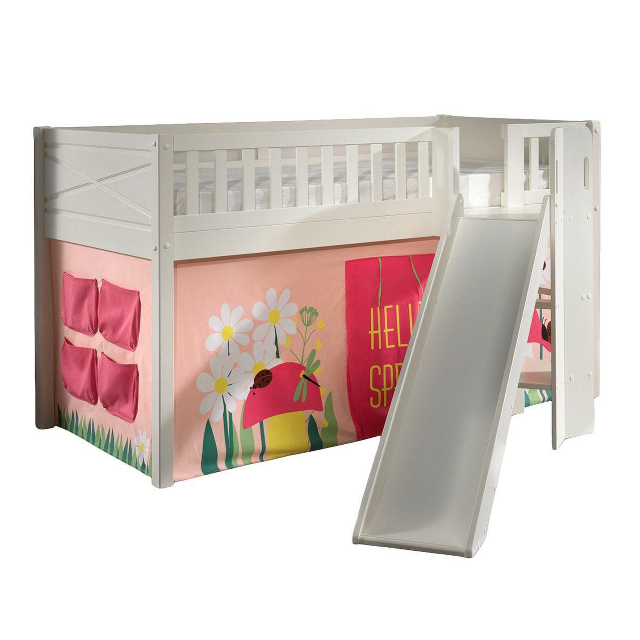 Paris Prix Lit enfant toboggan & tente  scott spring  90x200cm blanc