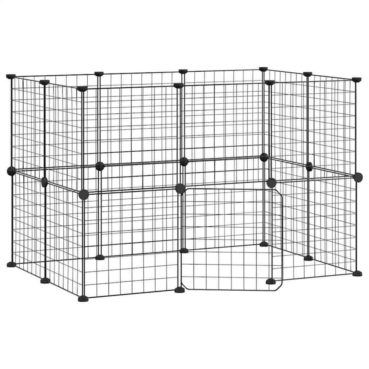 VIDAXL Cage animaux de compagnie a 20 panneaux et porte Noir 35x35 cm