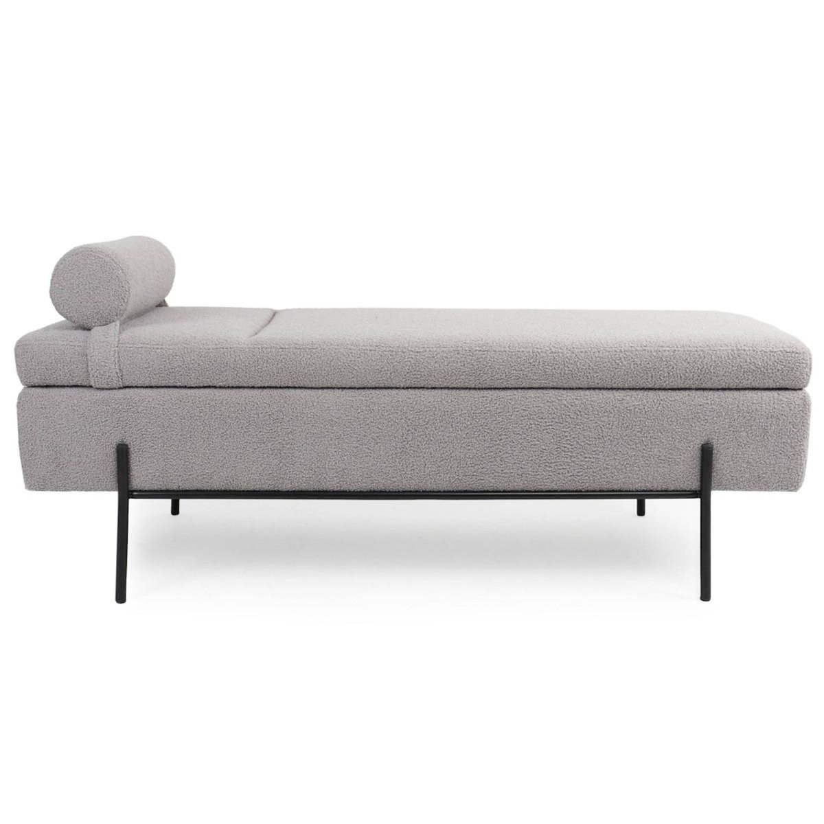 Paris Prix Banquette & Coffre Bouclette  Loyd  140cm Gris