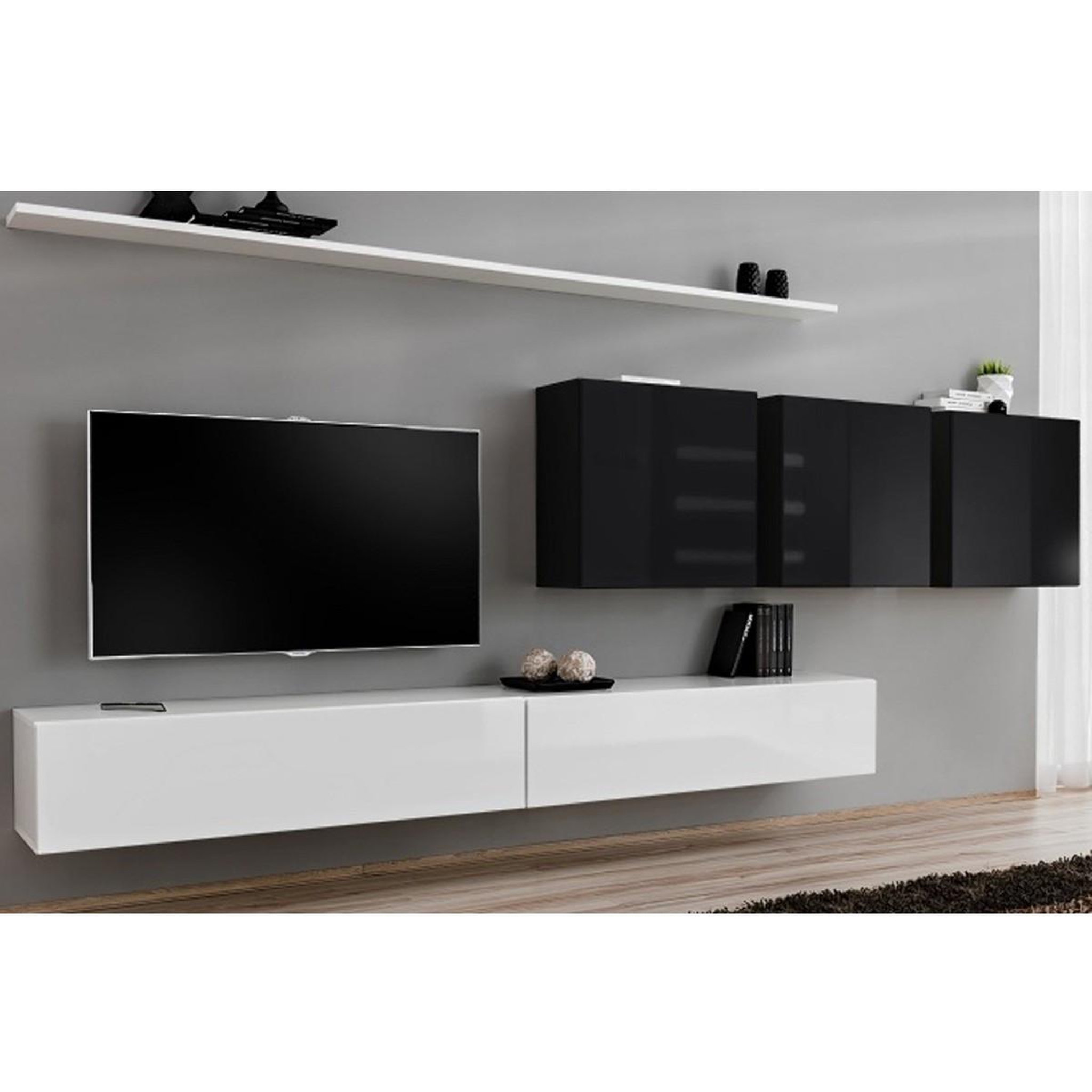 Paris Prix Meuble tv mural design  switch vii  340cm blanc & noir