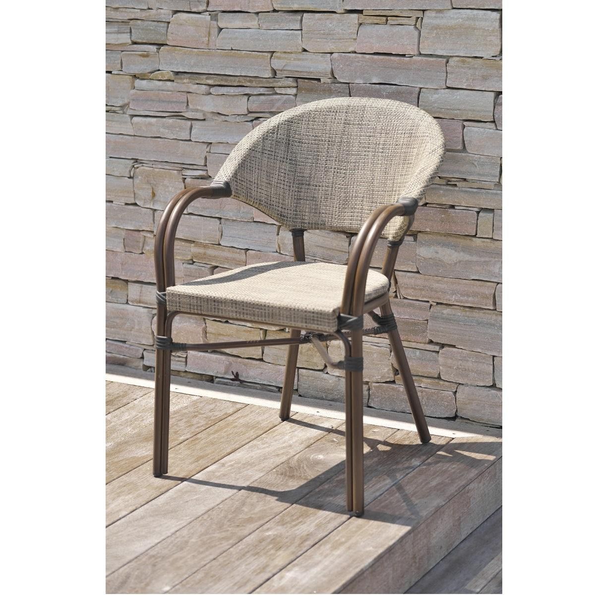 DCB GARDEN Salon de jardin - 4 places - Aluminium/Textilène - Lin - USHAIA