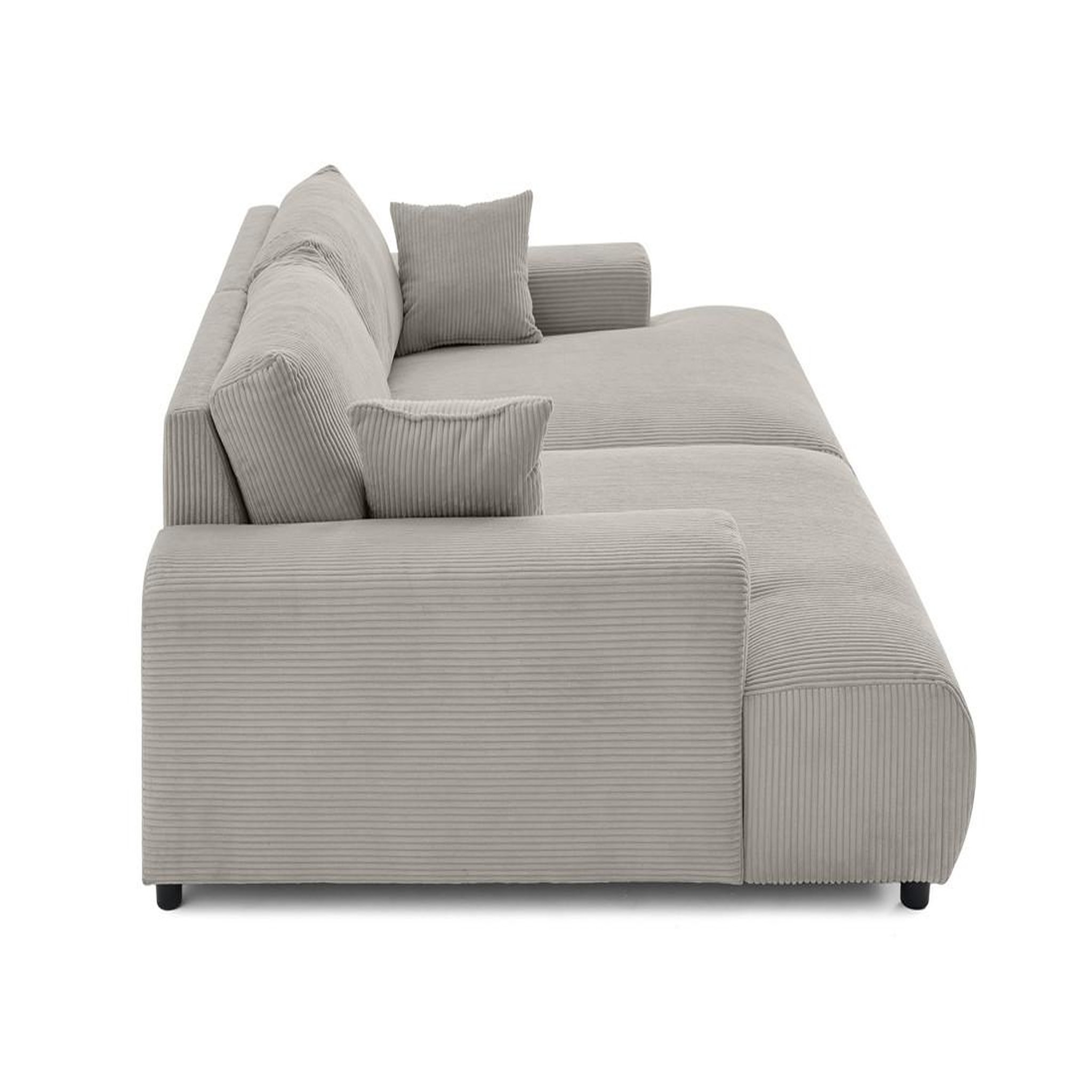 Voir la diapositive 4 : LISA DESIGN Garance - canapé droit 4 places double méridienne - assise profonde - en velours côtelé