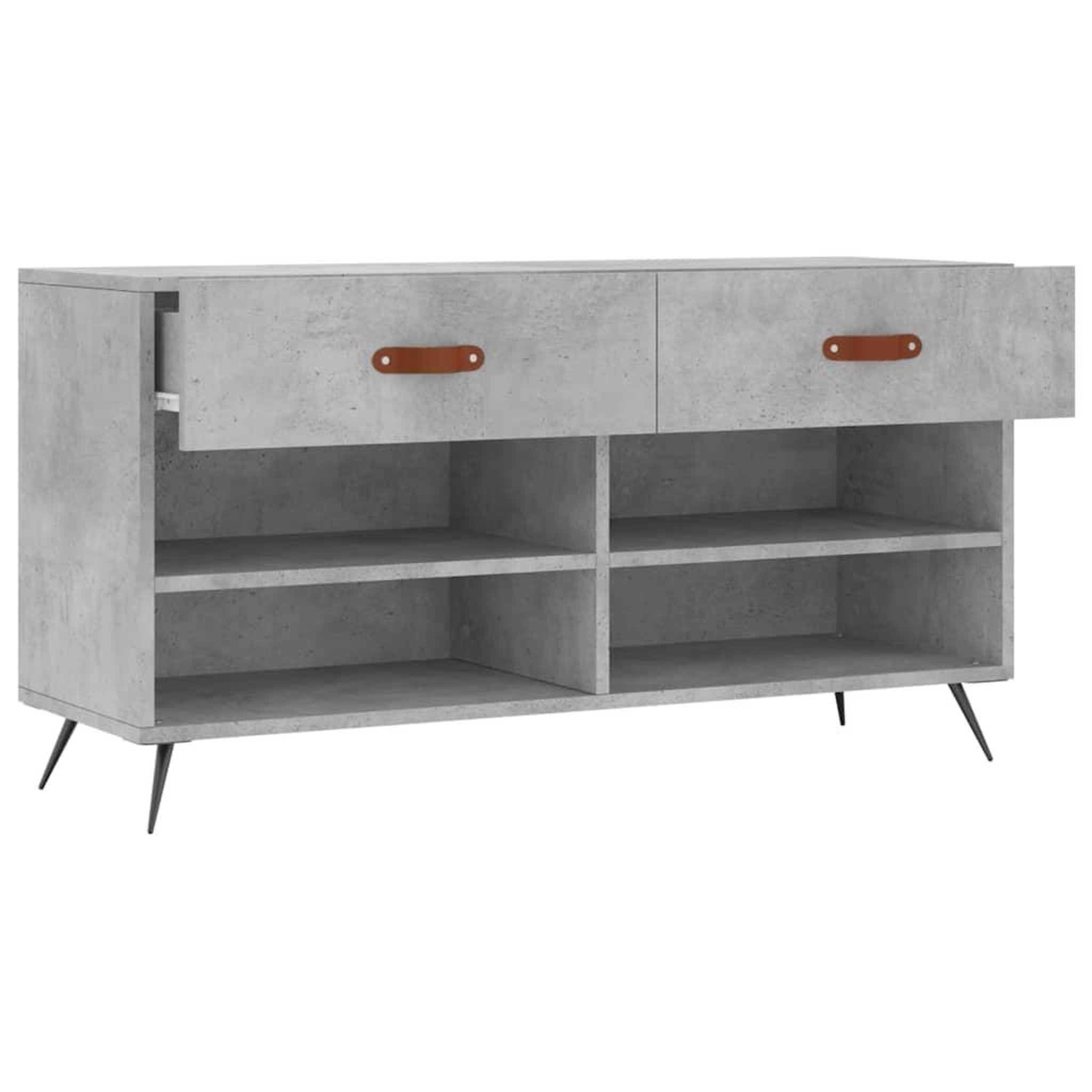 Voir la diapositive 5 : VIDAXL Banc a chaussures gris beton 102x35x55 cm bois d'ingenierie