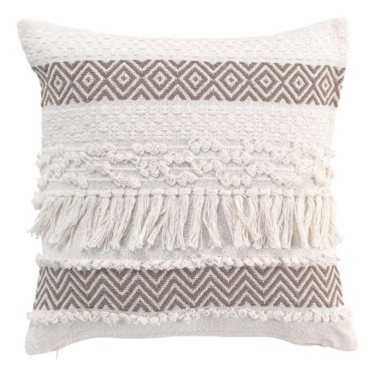 Paris Prix Coussin Déco à Franges  Zya  40x40cm Taupe