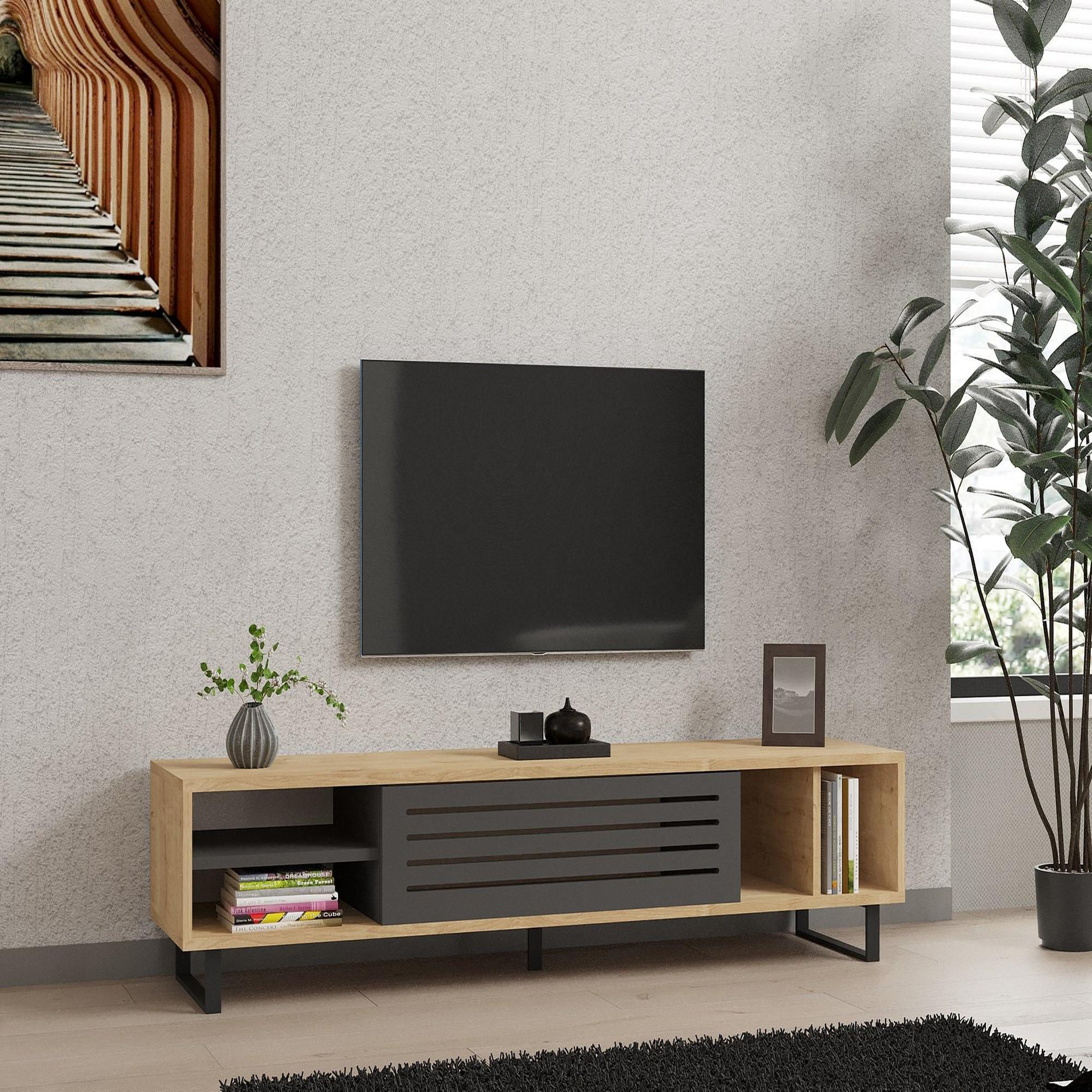 Voir la diapositive 2 : Habitat et Jardin Meuble tv en bois  safir  160 x 40 x 35 cm - saphir