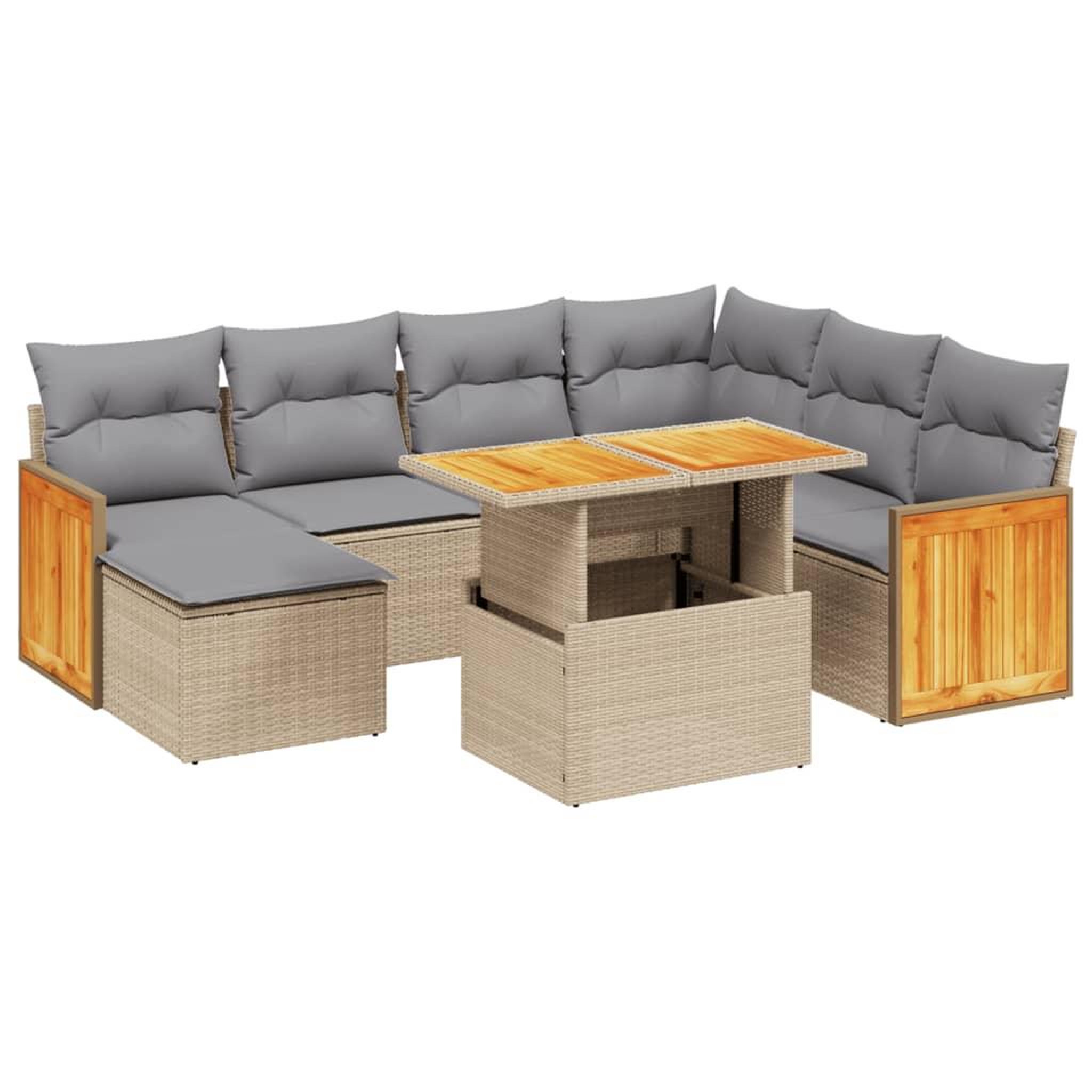Voir la diapositive 2 : VIDAXL Salon de jardin avec coussins 8 pcs beige resine tressee