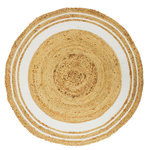 TOILINUX Tapis rond en Jute et coton. Coloris disponibles : Blanc, Noir