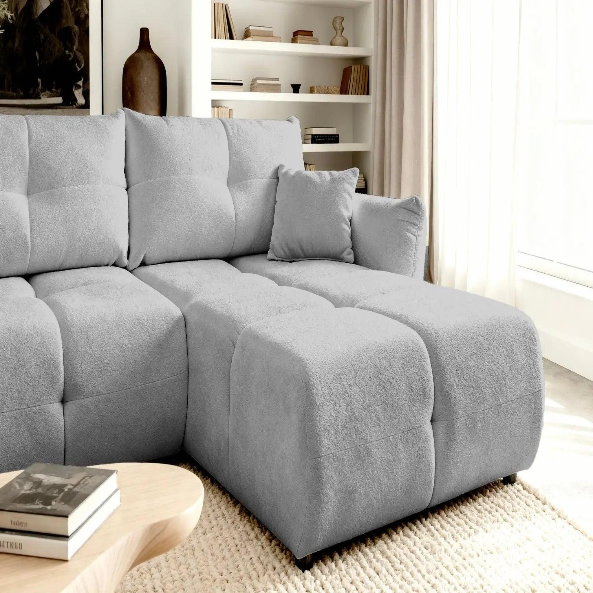 Voir la diapositive 5 : CASANOVA PARIS June - canapé d'angle convertible tissu bouclette