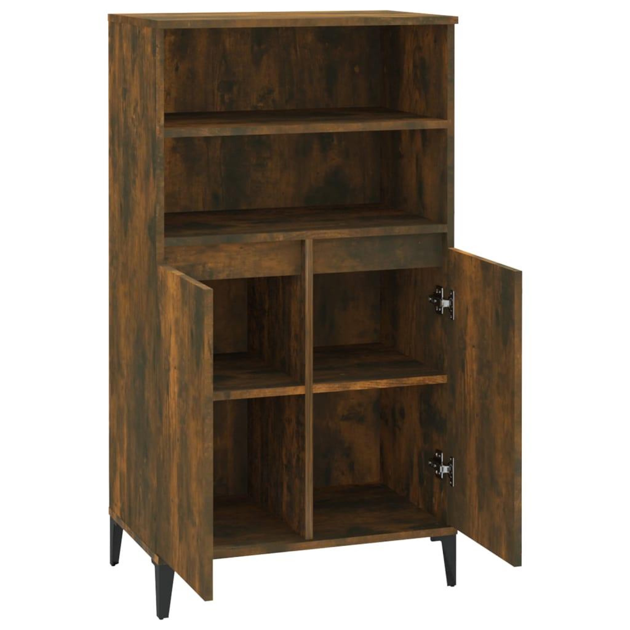 Voir la diapositive 4 : VIDAXL Buffet haut Chene fume 60x36x110 cm Bois d'ingenierie