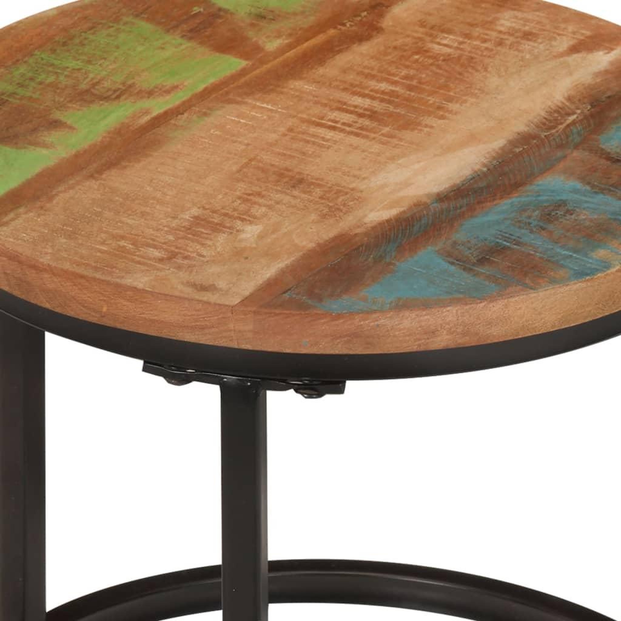 Voir la diapositive 5 : VIDAXL Tables gigognes 3 pcs bois massif de recuperation