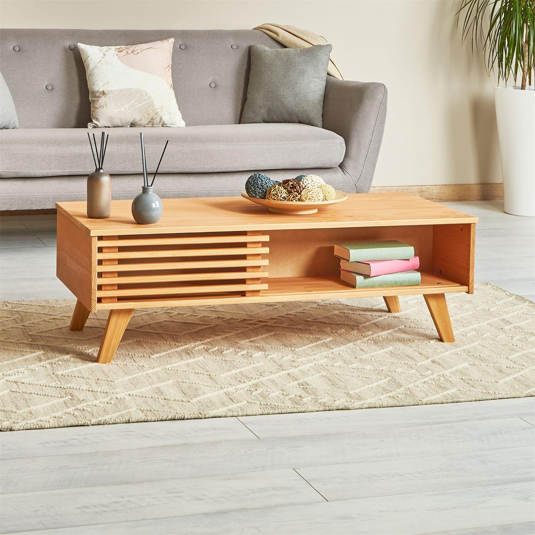 Voir la diapositive 2 : IDIMEX Table basse SEAN avec niches, en pin massif