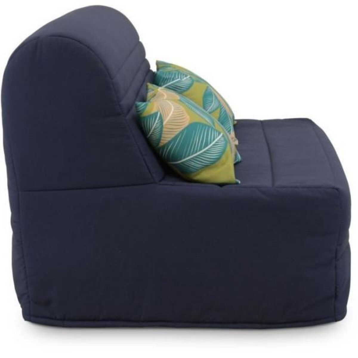 MARKET24 Banquette BZ - 2 places - Bleu Marine - Coussins Jungle - couchage 140 x 190 x 9 cm - Joe