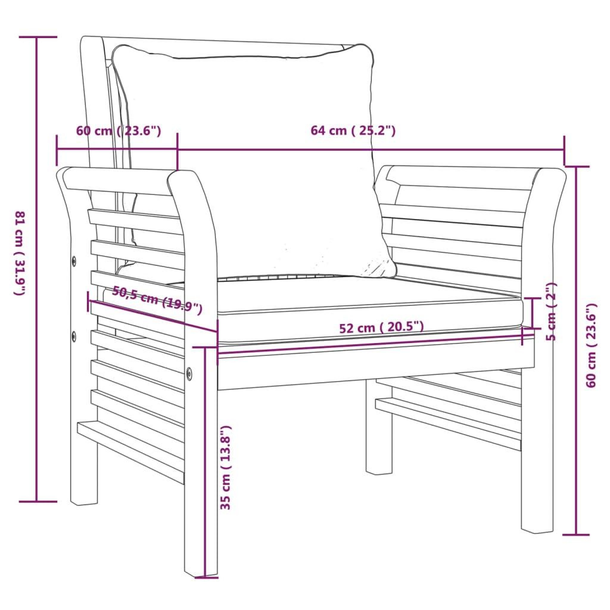 Voir la diapositive 6 : VIDAXL Chaises de canape coussins gris fonce lot de 2 acacia massif