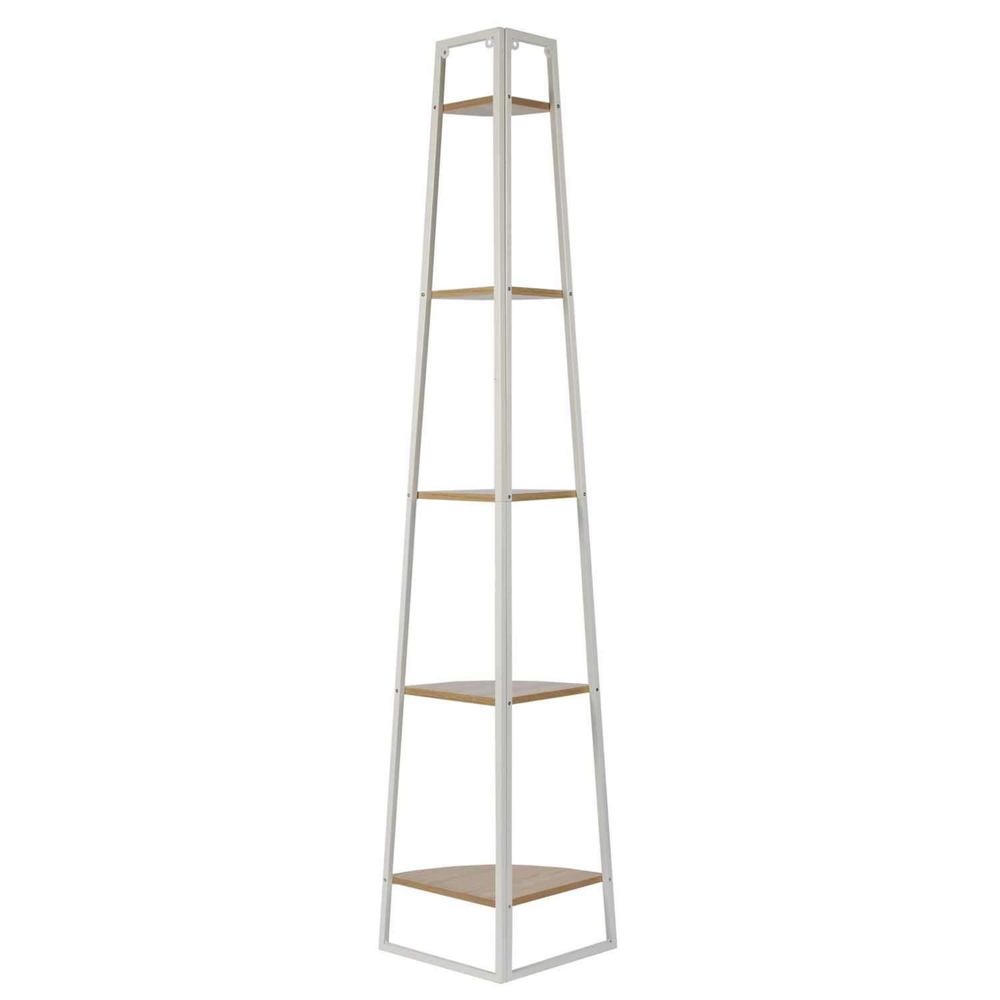 Voir la diapositive 4 : The Home Deco Factory Etagère d'angle 5 niveaux en bois et métal edison - blanc et marron