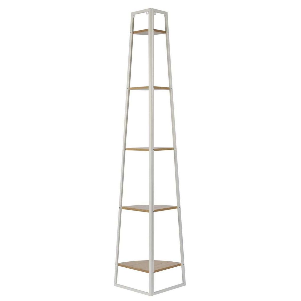 The Home Deco Factory Etagère d'angle 5 niveaux en bois et métal EDISON - Blanc et marron