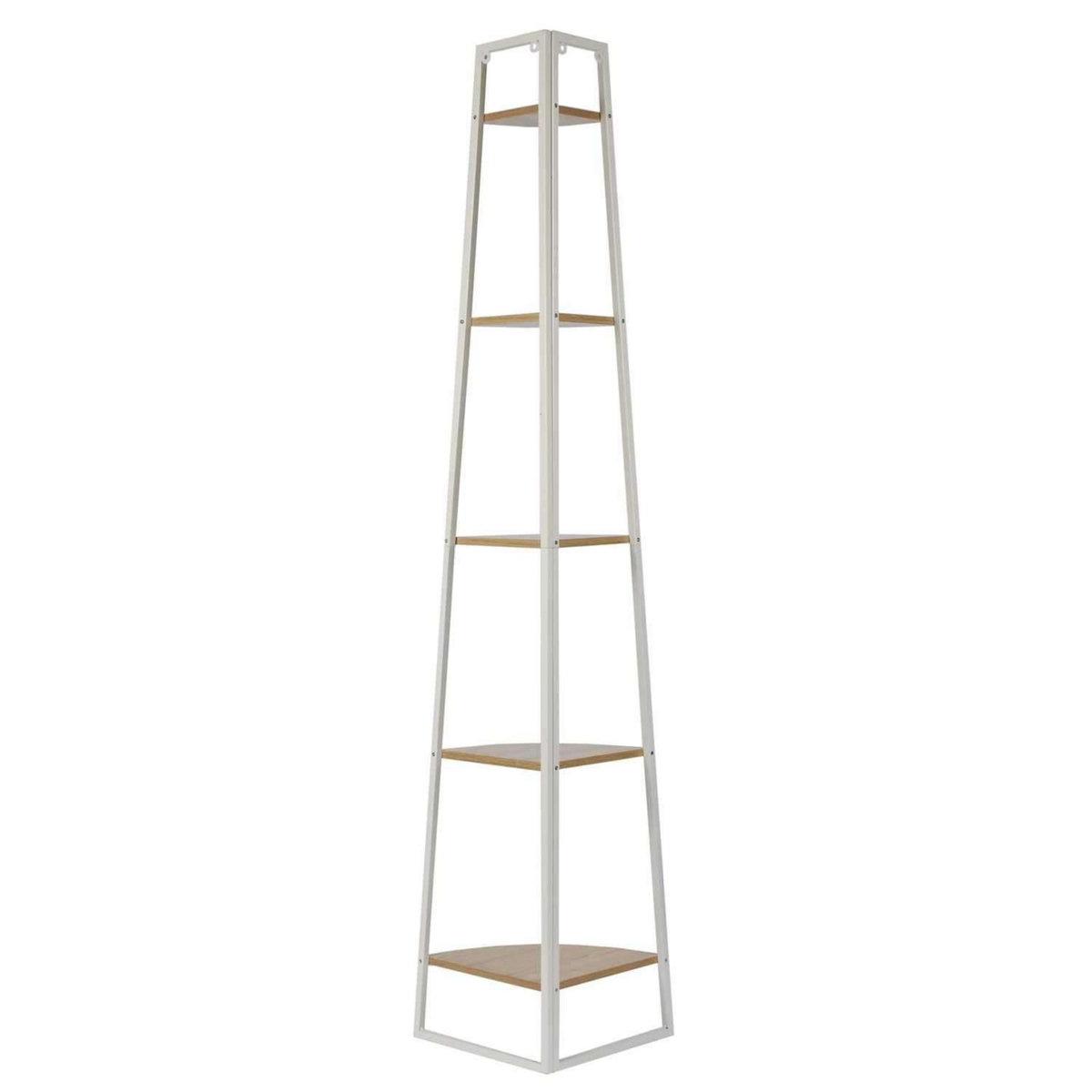 The Home Deco Factory Etagère d'angle 5 niveaux en bois et métal EDISON - Blanc et marron