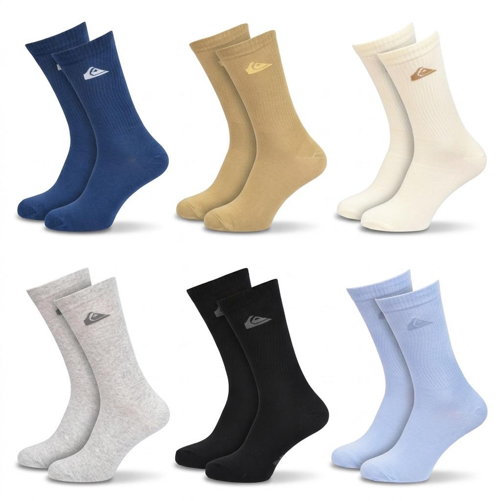 Voir la diapositive 1 : QUIKSILVER Quiksilver Pack de Chaussettes Homme Crew – Lot 6 Paires Regular Lifestyle