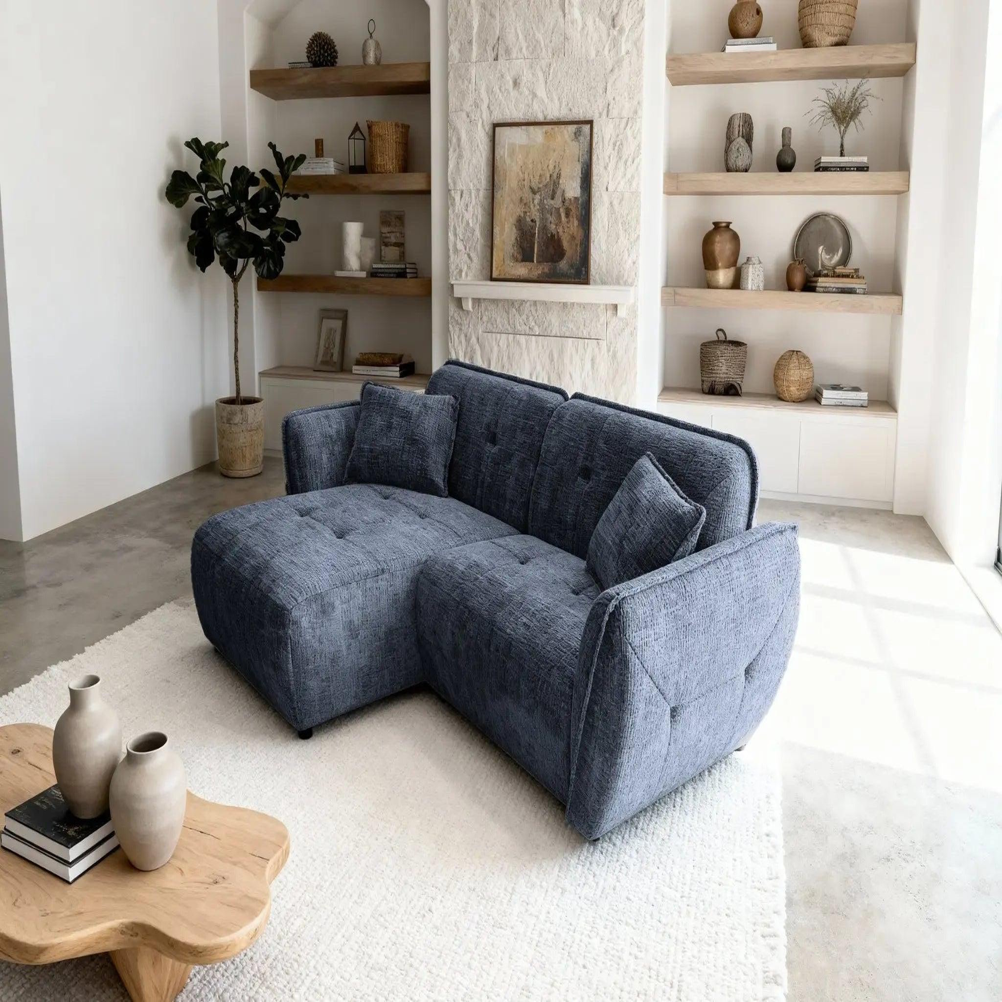 Voir la diapositive 6 : CASANOVA PARIS Mona - canapé d'angle tissu chenille 4 places droit