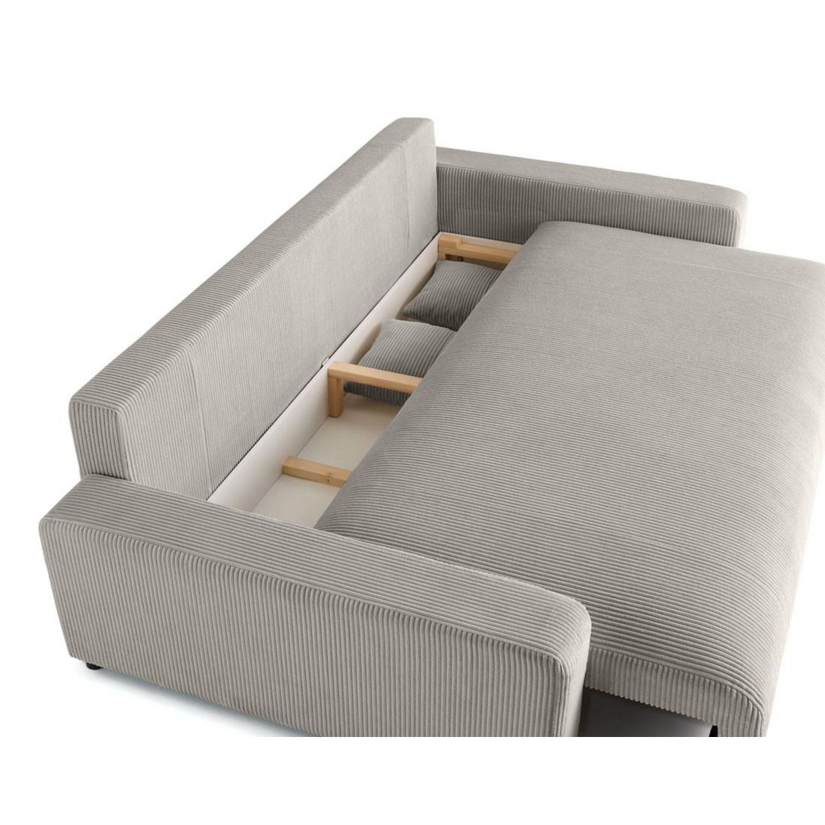 LISA DESIGN Pivoine - canapé droit 3 places - convertible avec coffre - en velours côtelé