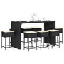 Voir la diapositive 1 : VIDAXL Ensemble de bar de jardin 9 pcs avec coussins noir poly rotin