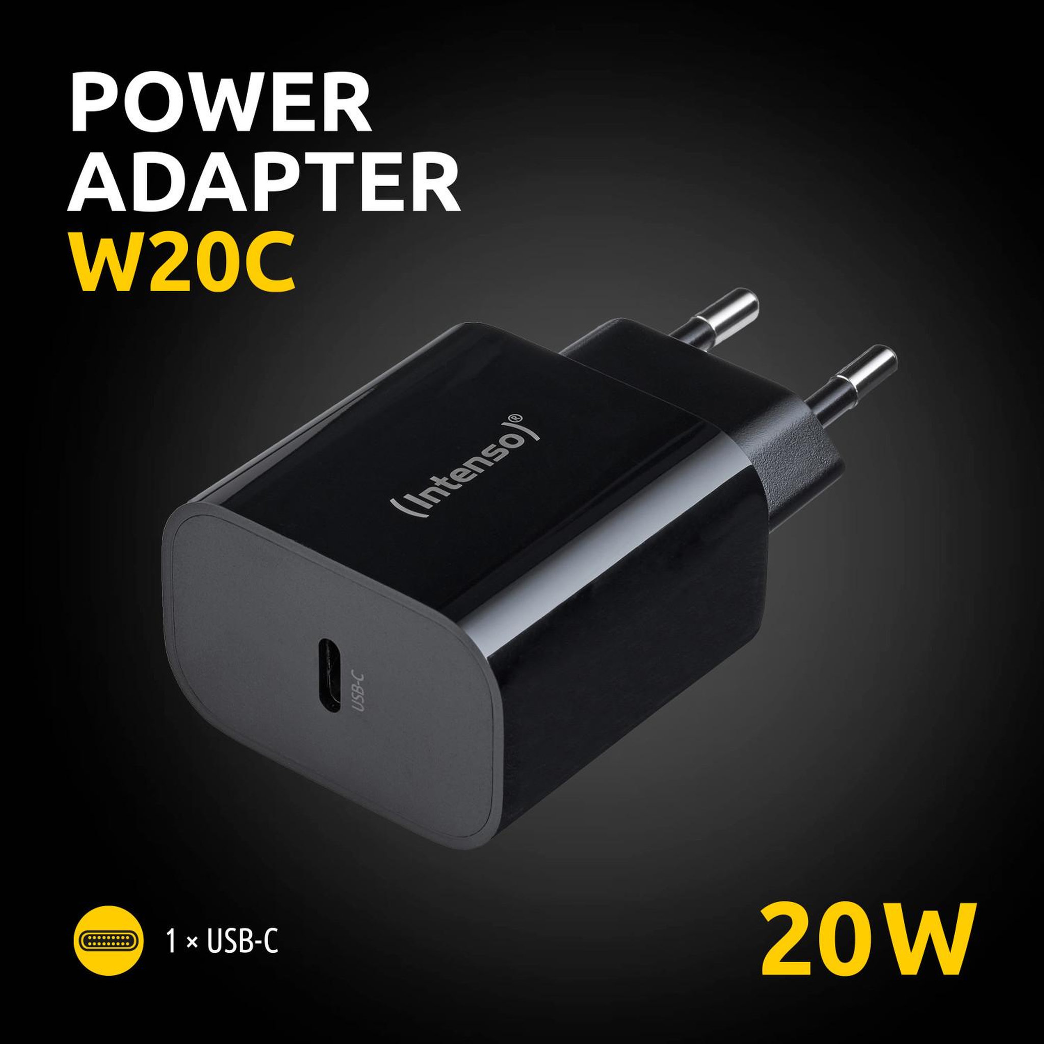 Voir la diapositive 3 : Intenso Intenso adaptateur secteur w20c, 20 w, port usb-c, noir