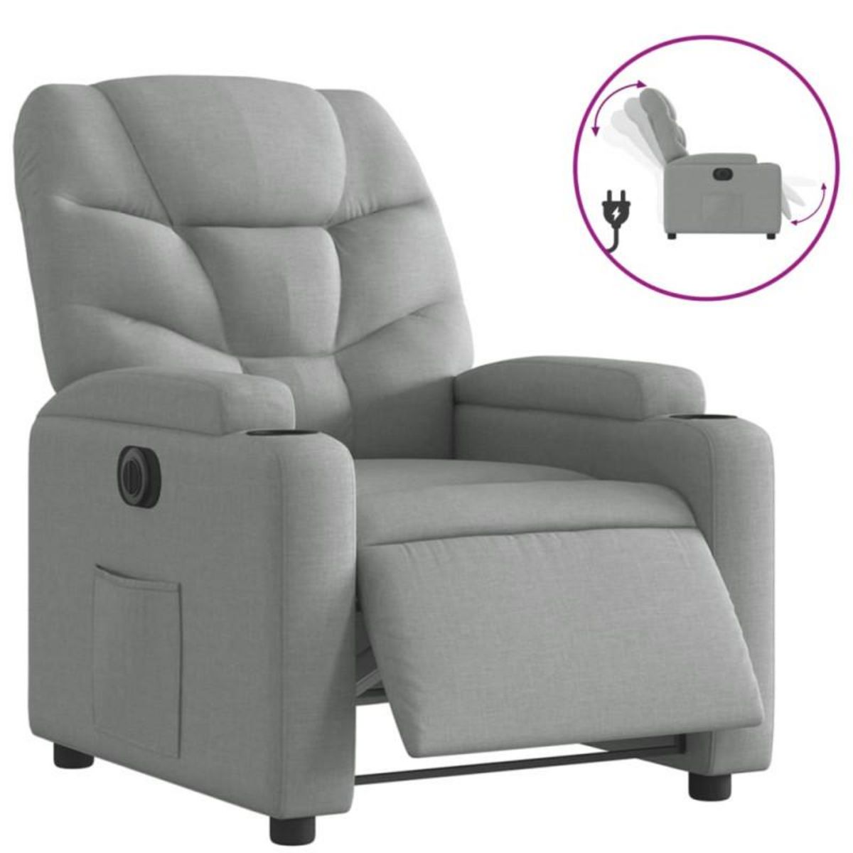 VIDAXL Fauteuil inclinable électrique Gris clair Tissu