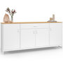 Voir la diapositive 1 : ID MARKET Buffet 180 cm WASHINGTON XXL 4 portes et 1 tiroir bois et blanc