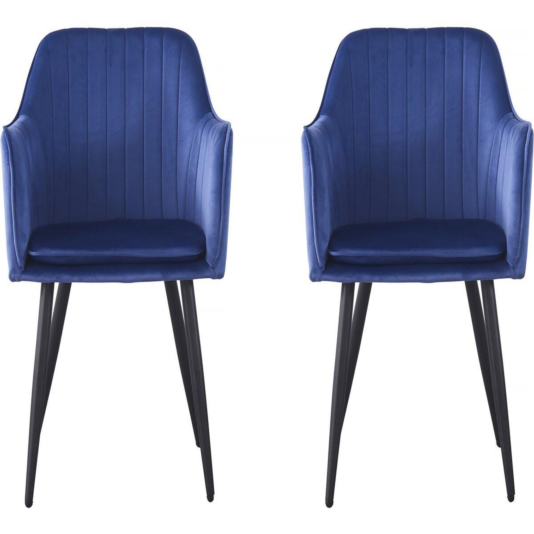 Habitat et Jardin Lot de 2 chaises  velma  en velours avec accoudoirs - bleu
