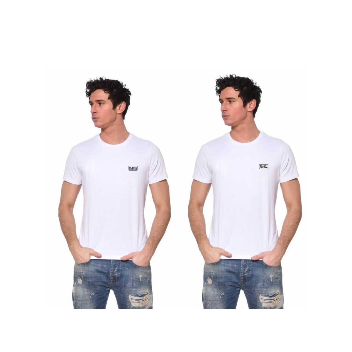 Black et Decker Lot de 2 t-shirts homme manches courtes en coton 140gr/m²