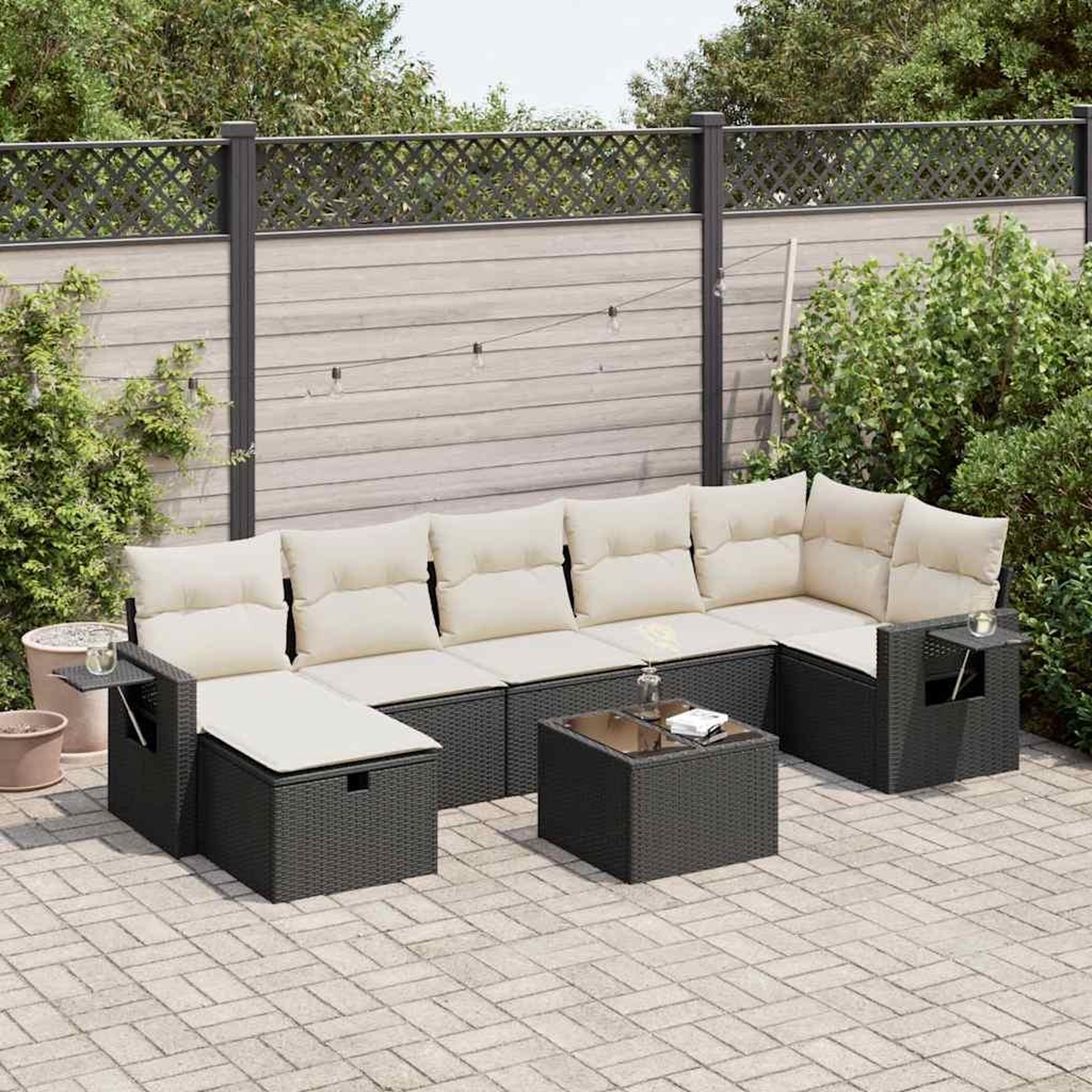 VIDAXL Salon de jardin 8 pcs avec coussins noir resine tressee