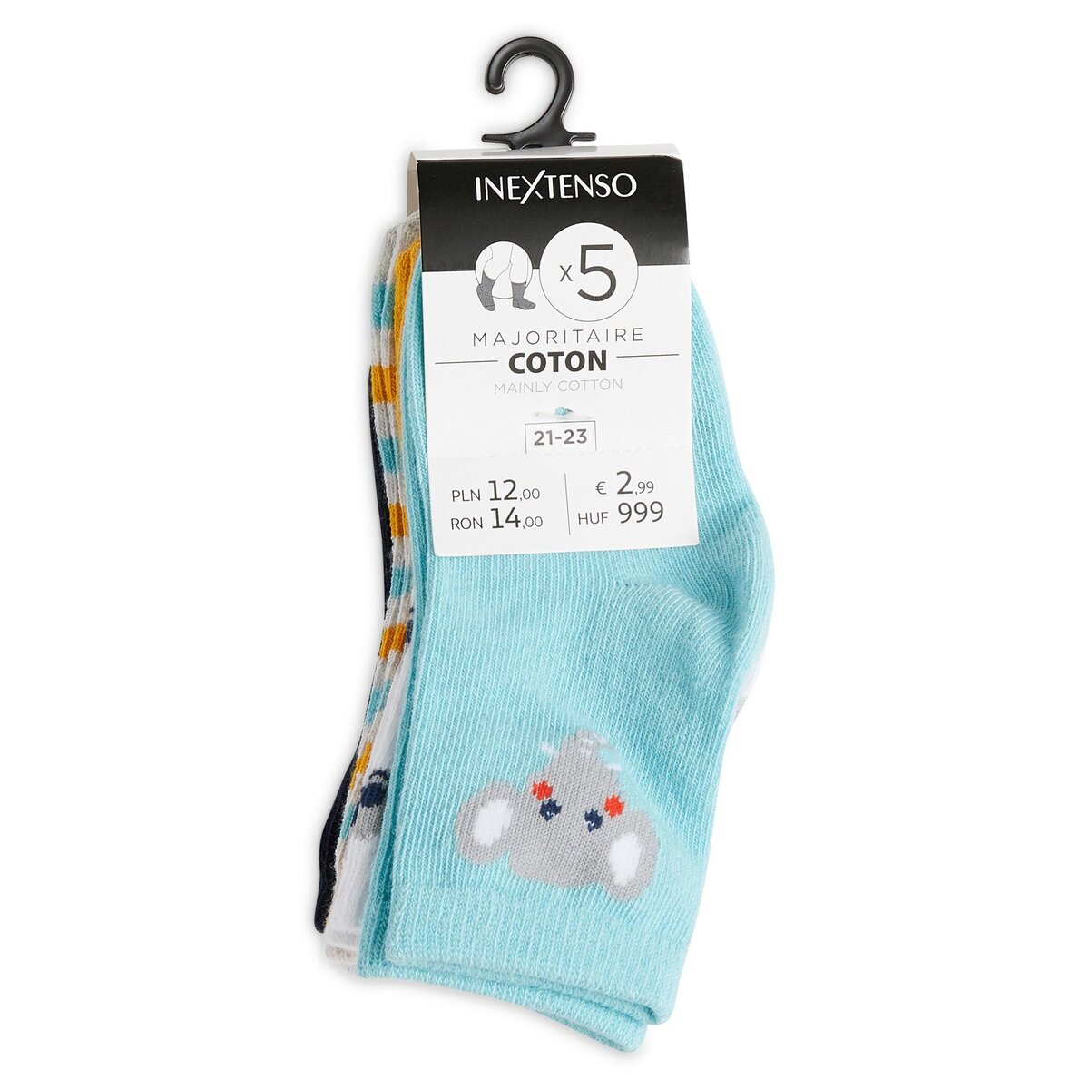 IN EXTENSO Lot de 5 paires de chaussettes fantaisies bébé garçon