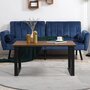 HOMCOM Table basse rectangulaire style industriel dim. 100L x 60l x 50H cm métal noir MDF aspect bois de noyer