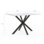 Voir la diapositive 4 : ID MARKET Table à manger rectangle ALIX 6 personnes pied araignée noir et plateau effet marbre blanc ALASKA 110 cm