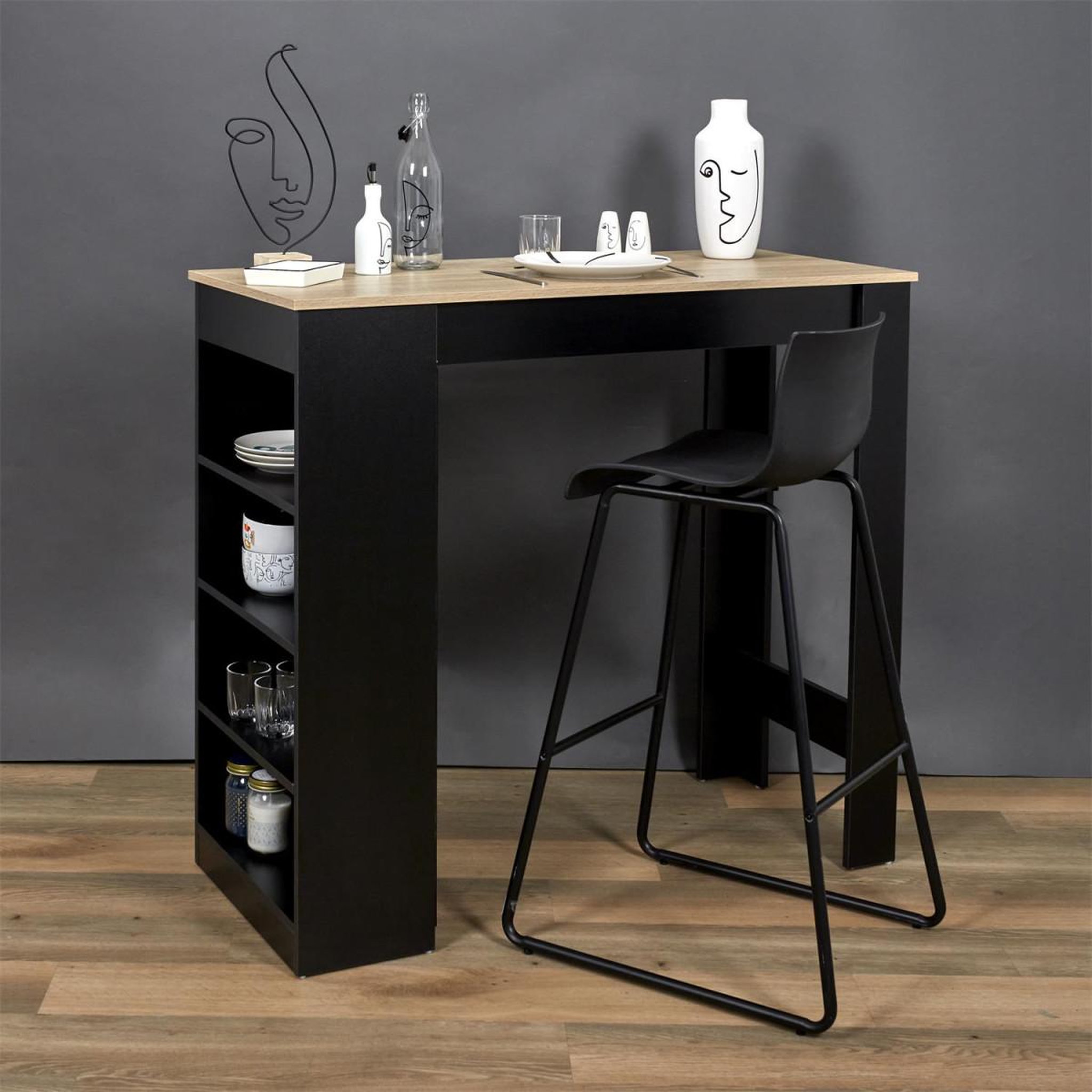 Voir la diapositive 6 : The Home Deco Factory Table de Bar Design 4 Niveaux  Cheers  115cm Noir