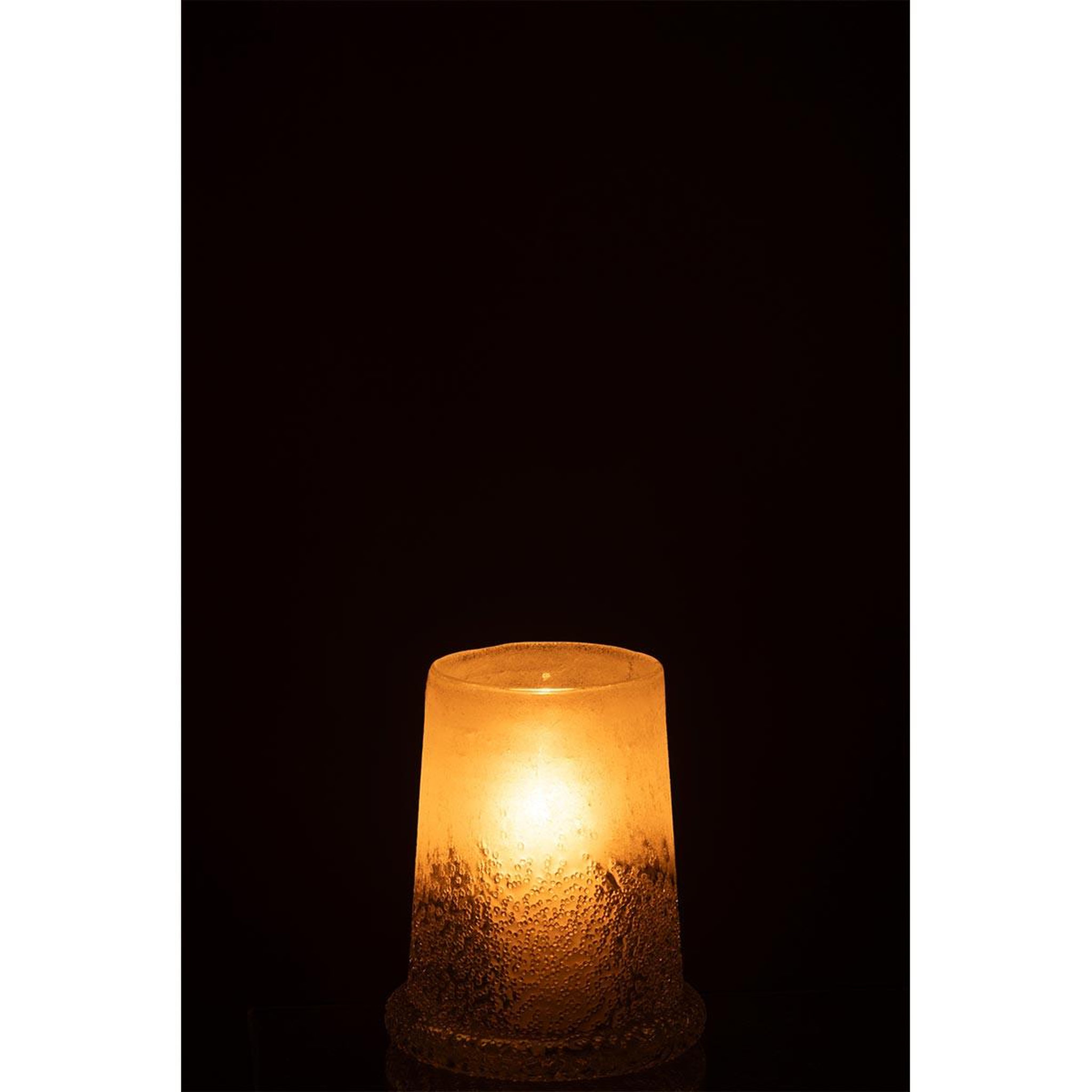 Voir la diapositive 3 : J-LINE Photophore en verre  sucre  15cm blanc