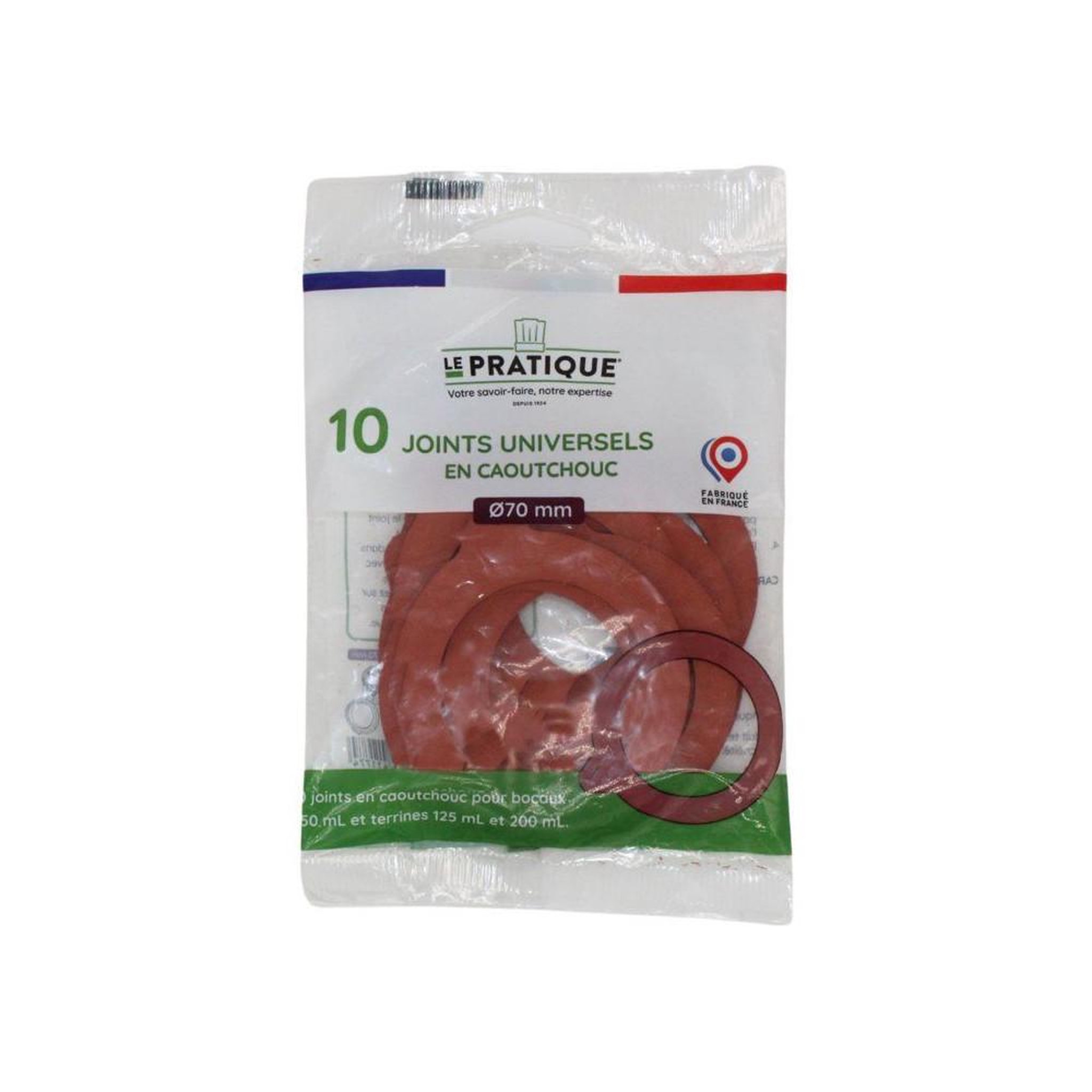 Voir la diapositive 2 : LE PRATIQUE Joint d'étanchéité universel bocaux ø85 mm en caoutchouc rouge, sachet de 10